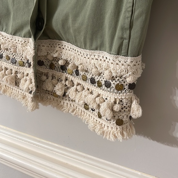 Zara Woman Outerwear bohemian fringe jacket Olive Army green XS - Picture 3 of 13